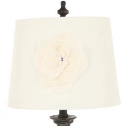 25.5 in. Aged Bronze Stacked Ball Table Lamp with Couture Linen Flower Shade by Elegant Designs -JAZAVA Sales Store aged bronze elegant designs table lamps lt3097 wht a0 1000