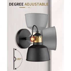 5.9 in. 1-Light Brass Black Vanity Light with Metal Shade Mirror Sconces Wall Lighting for Bathroom by JAZAVA -JAZAVA Sales Store black 1 light jazava vanity lighting hdw3700 1 bkdm 4f 1000