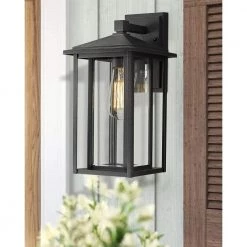 15 in. 1-Light Hardwired Black Finish with Clear Glass Outdoor Wall Lantern Sconce Wall Light 1-Pack by JAZAVA 9 15 in. 1-Light Hardwired Black Finish with Clear Glass Outdoor Wall Lantern Sconce Wall Light 1-Pack by JAZAVA -JAZAVA Sales Store black 1pk jazava outdoor sconces hd1951 bkdm 1f 1000