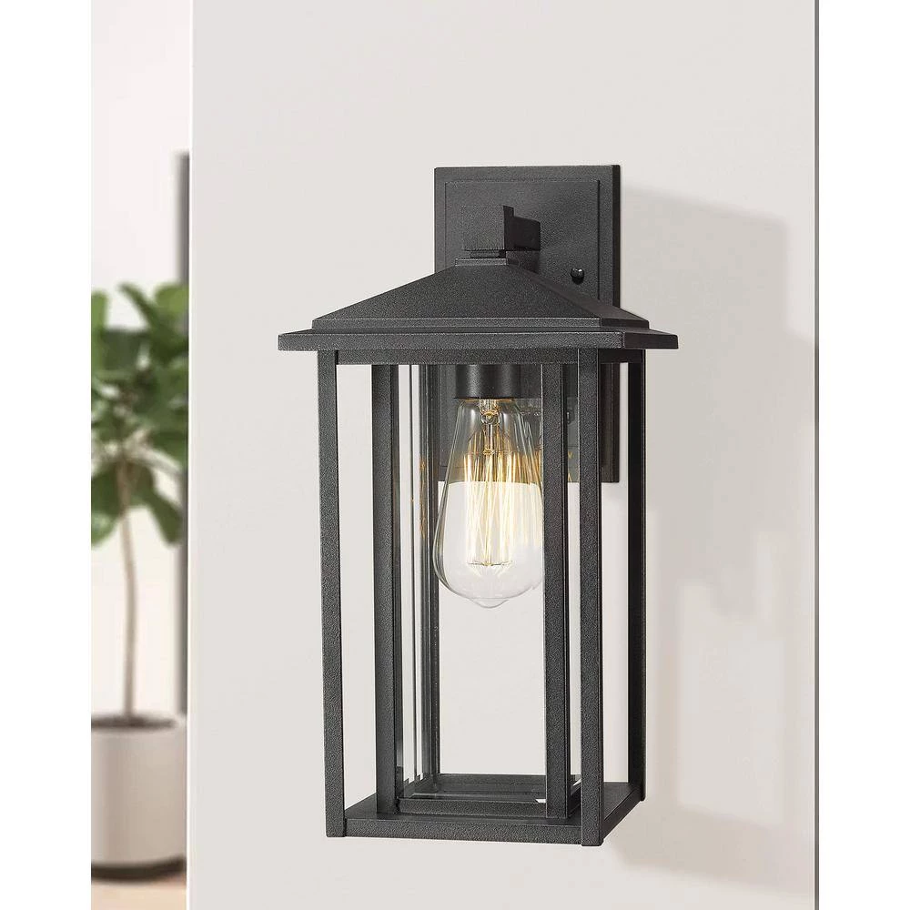 15 in. 1-Light Hardwired Black Finish with Clear Glass Outdoor Wall Lantern Sconce Wall Light 1-Pack by JAZAVA 5 15 in. 1-Light Hardwired Black Finish with Clear Glass Outdoor Wall Lantern Sconce Wall Light 1-Pack by JAZAVA - Image 5