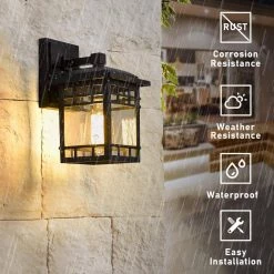 Classic 1-Light Black Hardwired Outdoor Wall Lantern Light Sconce 1-Pack by JAZAVA -JAZAVA Sales Store black 1pk jazava outdoor sconces hdxe228b bkdm 44 1000