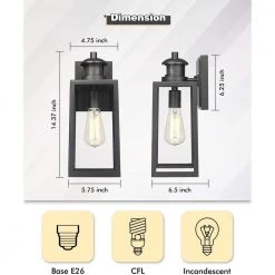 1-Light Black Dusk to Dawn Motion Sensing Not Solar Outdoor Wall Lantern Light Sconce by JAZAVA -JAZAVA Sales Store black 2 pack jazava outdoor sconces hd4fw25b se 2pk 40 1000