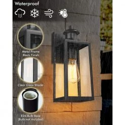 1-Light Black Dusk to Dawn Motion Sensing Not Solar Outdoor Wall Lantern Light Sconce by JAZAVA -JAZAVA Sales Store black 2 pack jazava outdoor sconces hd4fw25b se 2pk 4f 1000