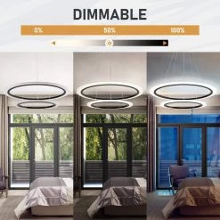 73-Watt Acrylic Integrated LED Pendant Light Black Modern Island Light Hanging Chandelier for Kitchen Dining Room by JAZAVA 11 73-Watt Acrylic Integrated LED Pendant Light Black Modern Island Light Hanging Chandelier for Kitchen Dining Room by JAZAVA -JAZAVA Sales Store black 2 ring jazava chandeliers 2054 2r bk 44 1000