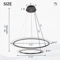 73-Watt Acrylic Integrated LED Pendant Light Black Modern Island Light Hanging Chandelier for Kitchen Dining Room by JAZAVA 9 73-Watt Acrylic Integrated LED Pendant Light Black Modern Island Light Hanging Chandelier for Kitchen Dining Room by JAZAVA -JAZAVA Sales Store black 2 ring jazava chandeliers 2054 2r bk 4f 1000