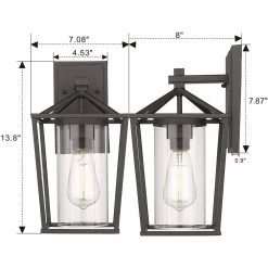 1-Light 13.8 in. H Black Hardwired Outdoor Wall Lantern Sconce Lantern (Pack of 2) by JAZAVA -JAZAVA Sales Store black 2pk jazava outdoor sconces hd20065b1 2pkdm 40 1000