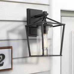 1-Light 13.8 in. H Black Hardwired Outdoor Wall Lantern Sconce Lantern (Pack of 2) by JAZAVA -JAZAVA Sales Store black 2pk jazava outdoor sconces hd20065b1 2pkdm 76 1000