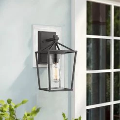 1-Light 13.8 in. H Black Hardwired Outdoor Wall Lantern Sconce Lantern (Pack of 2) by JAZAVA -JAZAVA Sales Store black 2pk jazava outdoor sconces hd20065b1 2pkdm fa 1000
