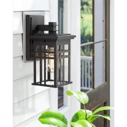 12 in. 1-Light Black With Clear Glass Hardwired Outdoor Wall Lantern Sconce Light 2-Pack by JAZAVA -JAZAVA Sales Store black 2pk jazava outdoor sconces hd20068b1 2pkdm c3 1000