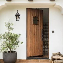 Modern 1-Light Hardwired Black Outdoor Wall Lantern Sconce with Glass (2-Pack) by JAZAVA -JAZAVA Sales Store black 2pk jazava outdoor sconces hdxe221b1 2pkdm 44 1000