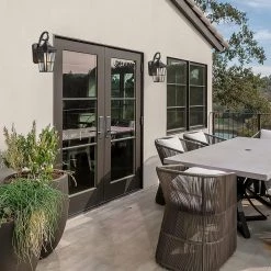 Modern 1-Light Hardwired Black Outdoor Wall Lantern Sconce with Glass (2-Pack) by JAZAVA -JAZAVA Sales Store black 2pk jazava outdoor sconces hdxe221b1 2pkdm 66 1000