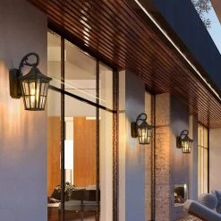 Modern 1-Light Hardwired Black Outdoor Wall Lantern Sconce with Glass (2-Pack) by JAZAVA -JAZAVA Sales Store black 2pk jazava outdoor sconces hdxe221b1 2pkdm fa 1000