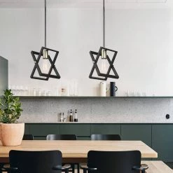 1-Light Black Industrial Pendandt Light by JAZAVA -JAZAVA Sales Store black and antique brass plating jazava chandeliers hd11002 1pdm 4f 1000