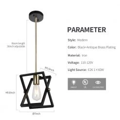 1-Light Black Industrial Pendandt Light by JAZAVA -JAZAVA Sales Store black and antique brass plating jazava chandeliers hd11002 1pdm c3 1000