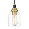 1-Light Black and Gold Finish Cylinder Pendant Light by JAZAVA