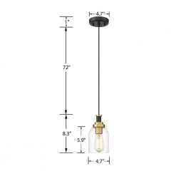 1-Light Black and Gold Finish Cylinder Pendant Light by JAZAVA -JAZAVA Sales Store black and glod jazava chandeliers hdzg33m1l bkdm c3 1000