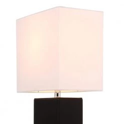 Monaco Avenue 21 in. Modern Black Leather Table Lamp with White Fabric Shade by Elegant Designs -JAZAVA Sales Store black elegant designs table lamps lt1025 blk 40 1000