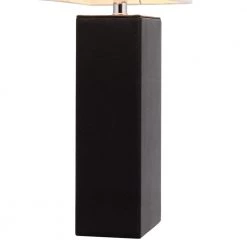 Monaco Avenue 21 in. Modern Black Leather Table Lamp with White Fabric Shade by Elegant Designs -JAZAVA Sales Store black elegant designs table lamps lt1025 blk a0 1000
