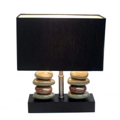 Monterey 14.5 in. Rectangular Dual Stacked Stone Ceramic Table Lamp with Black Shade by Elegant Designs -JAZAVA Sales Store black elegant designs table lamps lt1036 blk 1f 1000