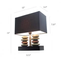 Monterey 14.5 in. Rectangular Dual Stacked Stone Ceramic Table Lamp with Black Shade by Elegant Designs -JAZAVA Sales Store black elegant designs table lamps lt1036 blk 4f 1000