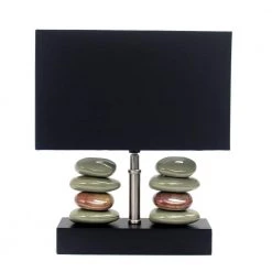 Monterey 14.5 in. Rectangular Dual Stacked Stone Ceramic Table Lamp with Black Shade by Elegant Designs -JAZAVA Sales Store black elegant designs table lamps lt1036 blk c3 1000