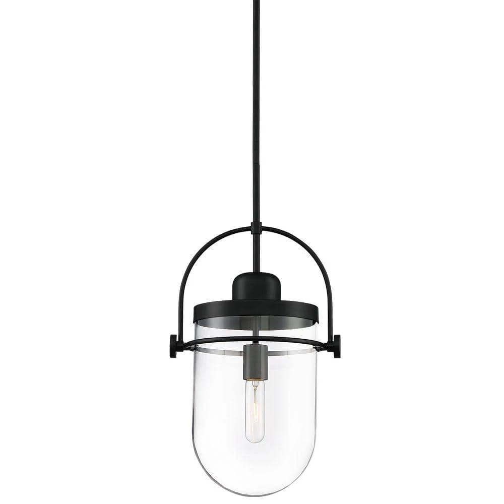 Lowell 1-Light Black Glass Dome Pendant Light with Clear Glass Shade by GLUCKSTEINELEMENTS 1 Lowell 1-Light Black Glass Dome Pendant Light with Clear Glass Shade by GLUCKSTEINELEMENTS