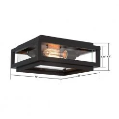 Rockwell 12 in. 2-Light Black Flush Mount by GLUCKSTEINELEMENTS -JAZAVA Sales Store black glucksteinelements flush mount lights 39649 hbc 1f 1000