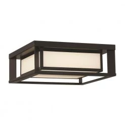 Paxton 1-Light Black Integrated LED Outdoor Flush Mount with White Panel Glass Shade by GLUCKSTEINELEMENTS