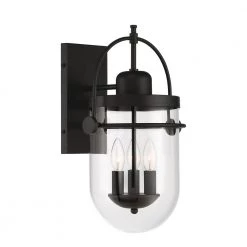 Lowell 3-Light Black Outdoor Industrial Wall Sconce by GLUCKSTEINELEMENTS