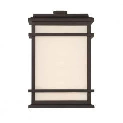 Balmoral 1-Light Black Metal Integrated LED Outdoor Wall Sconce with White Panel Glass Shade by GLUCKSTEINELEMENTS