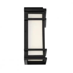 Landon 1-Light Integrated LED Black Metal Outdoor Wall Sconce with Frosted Glass Shade by GLUCKSTEINELEMENTS -JAZAVA Sales Store black glucksteinelements outdoor sconces 39654 hbcled 4f 1000