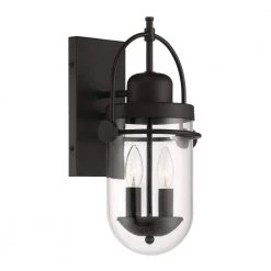 Lowell 2-Lights Black Outdoor Industrial Wall Sconce by GLUCKSTEINELEMENTS