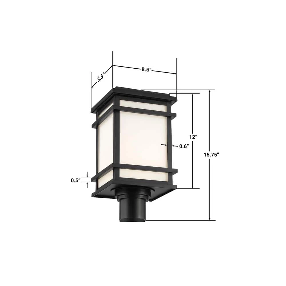 Balmoral Black Integrated LED Outdoor Post with White Panel Glass Shade by GLUCKSTEINELEMENTS 7 Balmoral Black Integrated LED Outdoor Post with White Panel Glass Shade by GLUCKSTEINELEMENTS - Image 7