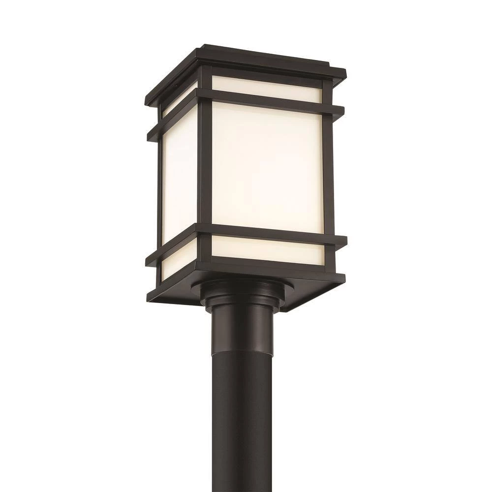 Balmoral Black Integrated LED Outdoor Post with White Panel Glass Shade by GLUCKSTEINELEMENTS 4 Balmoral Black Integrated LED Outdoor Post with White Panel Glass Shade by GLUCKSTEINELEMENTS - Image 4