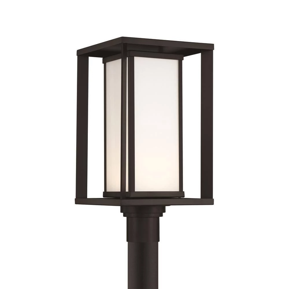 Paxton Black Integrated LED Outdoor Post with White Panel Glass Shade by GLUCKSTEINELEMENTS 4 Paxton Black Integrated LED Outdoor Post with White Panel Glass Shade by GLUCKSTEINELEMENTS - Image 4