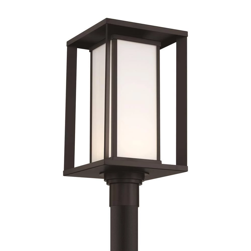 Paxton Black Integrated LED Outdoor Post with White Panel Glass Shade by GLUCKSTEINELEMENTS 3 Paxton Black Integrated LED Outdoor Post with White Panel Glass Shade by GLUCKSTEINELEMENTS - Image 3