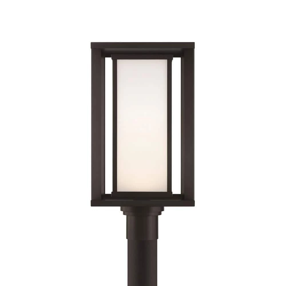 Paxton Black Integrated LED Outdoor Post with White Panel Glass Shade by GLUCKSTEINELEMENTS 1 Paxton Black Integrated LED Outdoor Post with White Panel Glass Shade by GLUCKSTEINELEMENTS