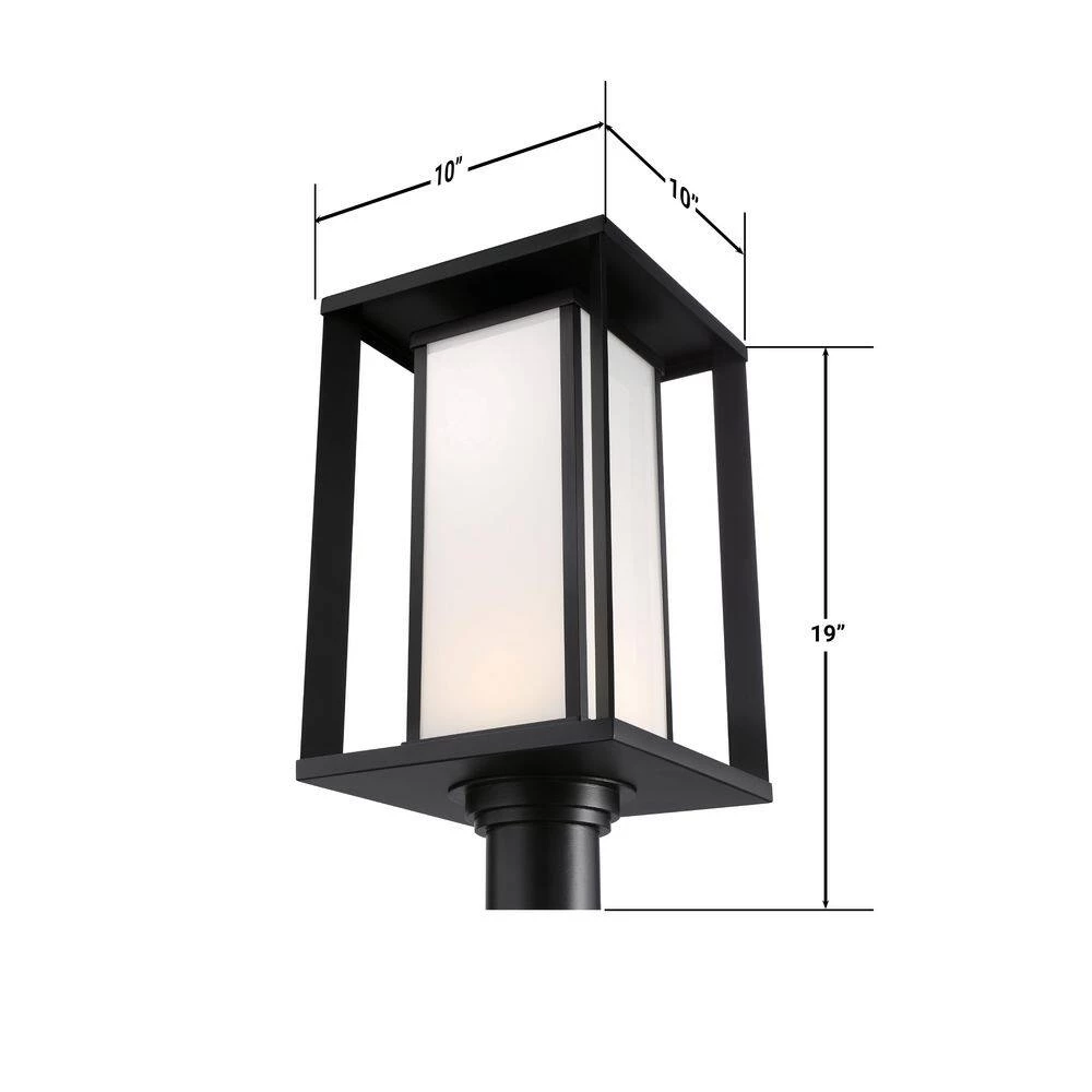 Paxton Black Integrated LED Outdoor Post with White Panel Glass Shade by GLUCKSTEINELEMENTS 7 Paxton Black Integrated LED Outdoor Post with White Panel Glass Shade by GLUCKSTEINELEMENTS - Image 7
