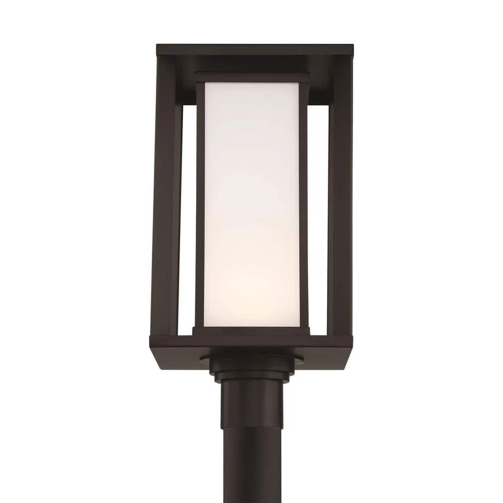 Paxton Black Integrated LED Outdoor Post with White Panel Glass Shade by GLUCKSTEINELEMENTS 2 Paxton Black Integrated LED Outdoor Post with White Panel Glass Shade by GLUCKSTEINELEMENTS - Image 2