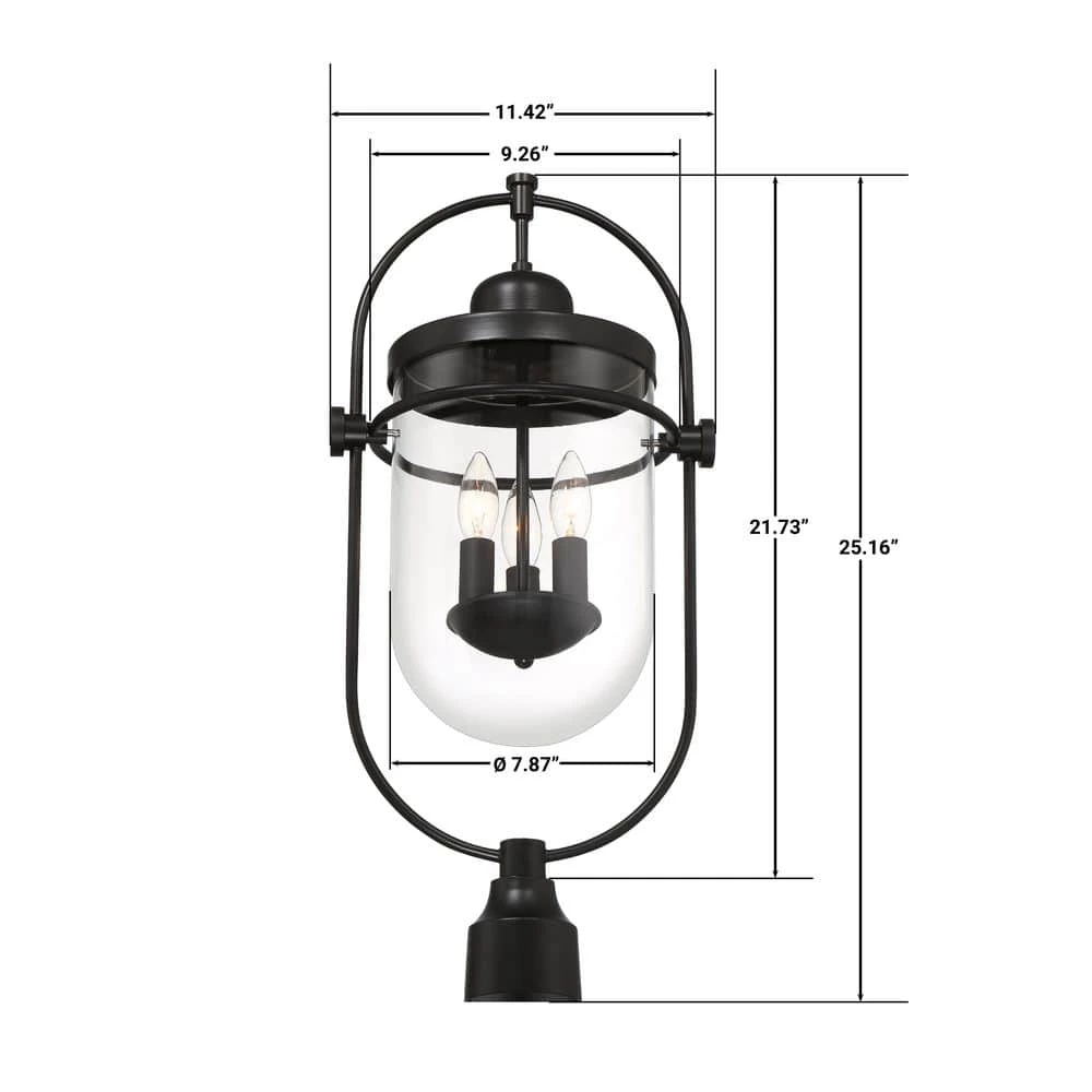 Lowell 3-Light Black Outdoor Post Mount by GLUCKSTEINELEMENTS 2 Lowell 3-Light Black Outdoor Post Mount by GLUCKSTEINELEMENTS - Image 2