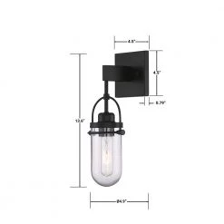 Lowell 1-Light Black Wall Sconce with Glass Shade by GLUCKSTEINELEMENTS -JAZAVA Sales Store black glucksteinelements wall sconces 38717 hbcb 4f 1000