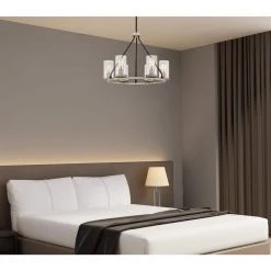 6-Light Black Chandelier Pendant Light with Clear Seeded Glass Shades by JAZAVA -JAZAVA Sales Store black jazava chandeliers hd10520dm 31 1000