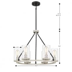 6-Light Black Chandelier Pendant Light with Clear Seeded Glass Shades by JAZAVA -JAZAVA Sales Store black jazava chandeliers hd10520dm 44 1000