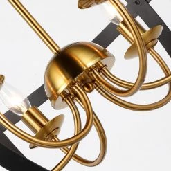 Farmhouse Indoor 6-Light Black gold Globe Chandelier Pendant Light by JAZAVA -JAZAVA Sales Store black jazava chandeliers hd10860 6pdm 1f 1000