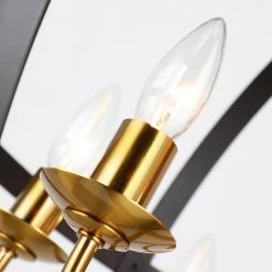 Farmhouse Indoor 6-Light Black gold Globe Chandelier Pendant Light by JAZAVA -JAZAVA Sales Store black jazava chandeliers hd10860 6pdm 44 1000