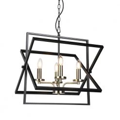 4-Light Black Modern Caged Pendant -Light by JAZAVA