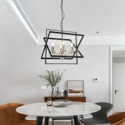 4-Light Black Modern Caged Pendant -Light by JAZAVA 11 4-Light Black Modern Caged Pendant -Light by JAZAVA -JAZAVA Sales Store black jazava chandeliers hd11002 4pdm fa 1000