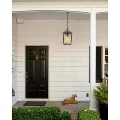 1-Light Black Outdoor Chandelier Lantern Shaded Pendant Light with Metal/Glass Shade by JAZAVA -JAZAVA Sales Store black jazava chandeliers hd20065h bk 1f 1000