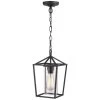 1-Light Black Outdoor Chandelier Lantern Shaded Pendant Light with Metal/Glass Shade by JAZAVA