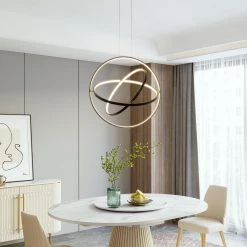 60-Watt Integrated LED Black Ringed Adjustable Pendant Light by JAZAVA -JAZAVA Sales Store black jazava chandeliers hdp20006a 60wdm 1f 1000